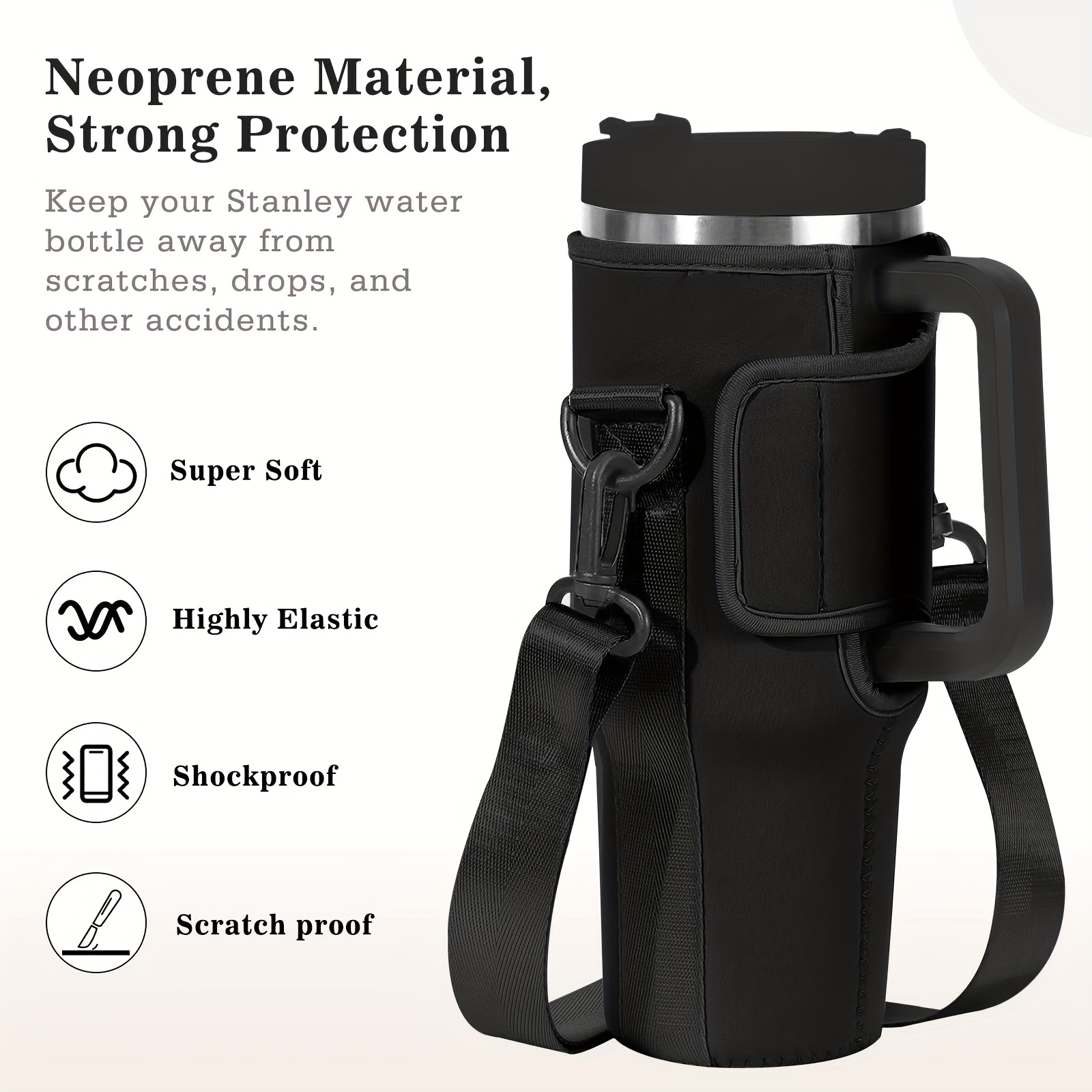 Heat Resistant Water Bottle Carrier With Phone Pocket - Fits Tumbler With  Handle - Adjustable Strap For Walking, Hiking, Traveling, Camping - Durable  Sleeve Holder For Cup Accessories - Temu