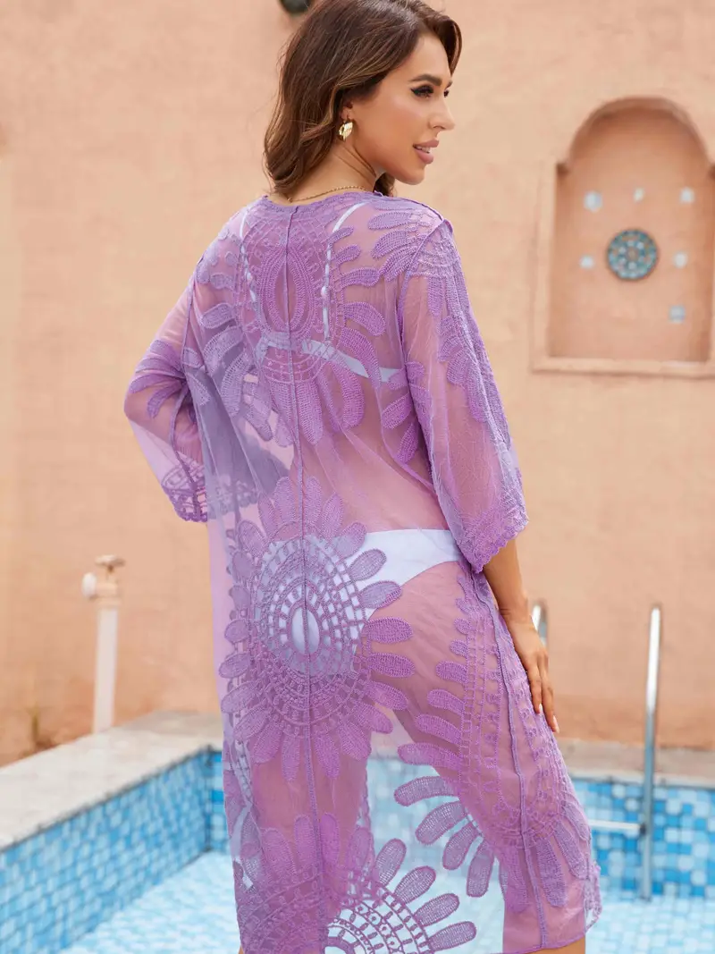 Lace Embroidery Fabrics Contrast Mesh Cover Scallop Trim - Temu Canada