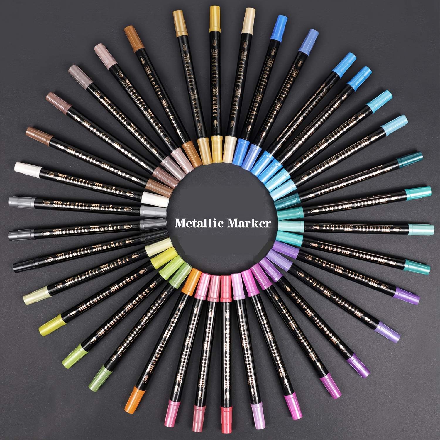 12/24/36 Colors Metallic Round Tip Markers Outline Marker - Temu