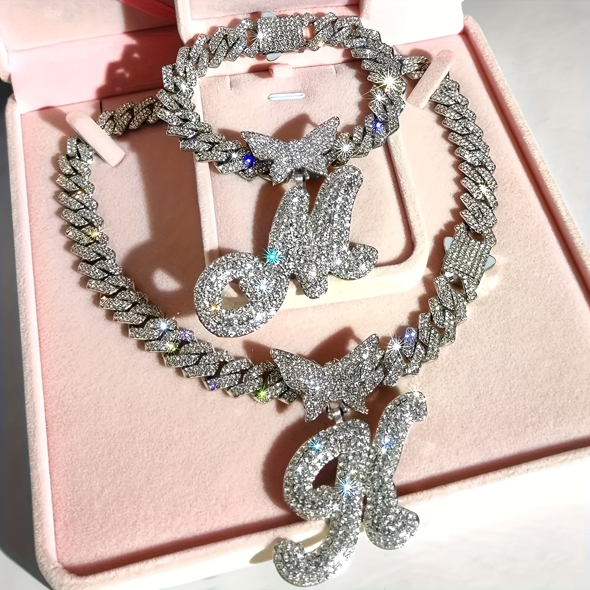 Ice Rhinestones Cuban Link King Pendant Chain Necklace