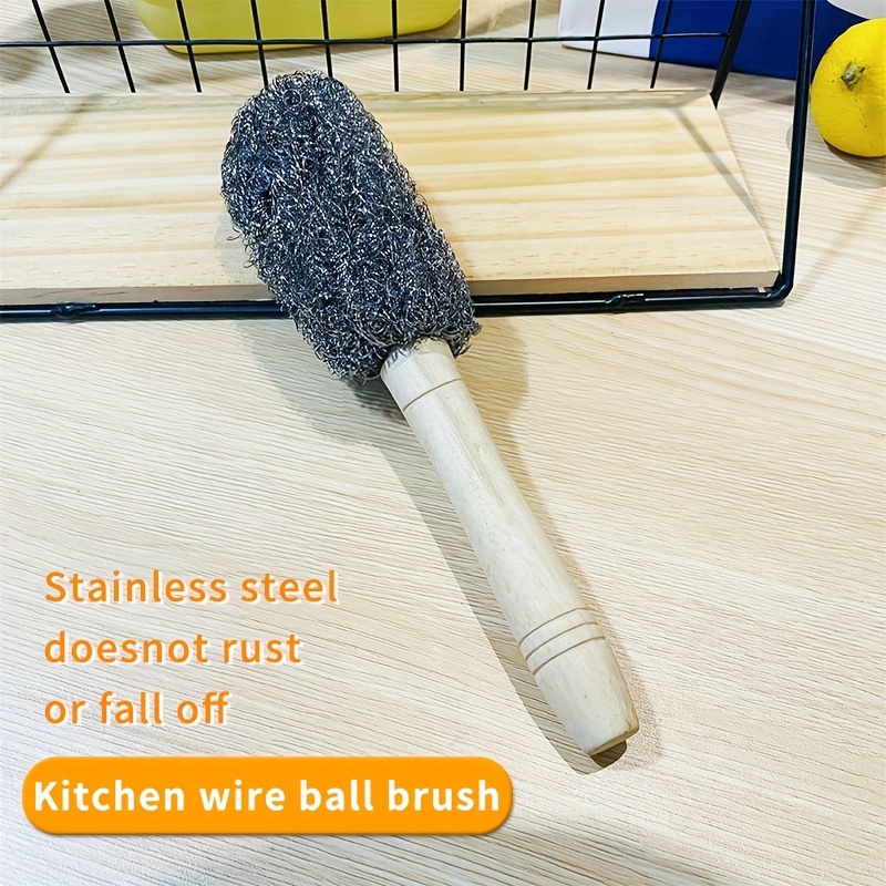 1pc/2pcs Kitchen Dish Cleaning Brushes Stainless Steel Wire Ball