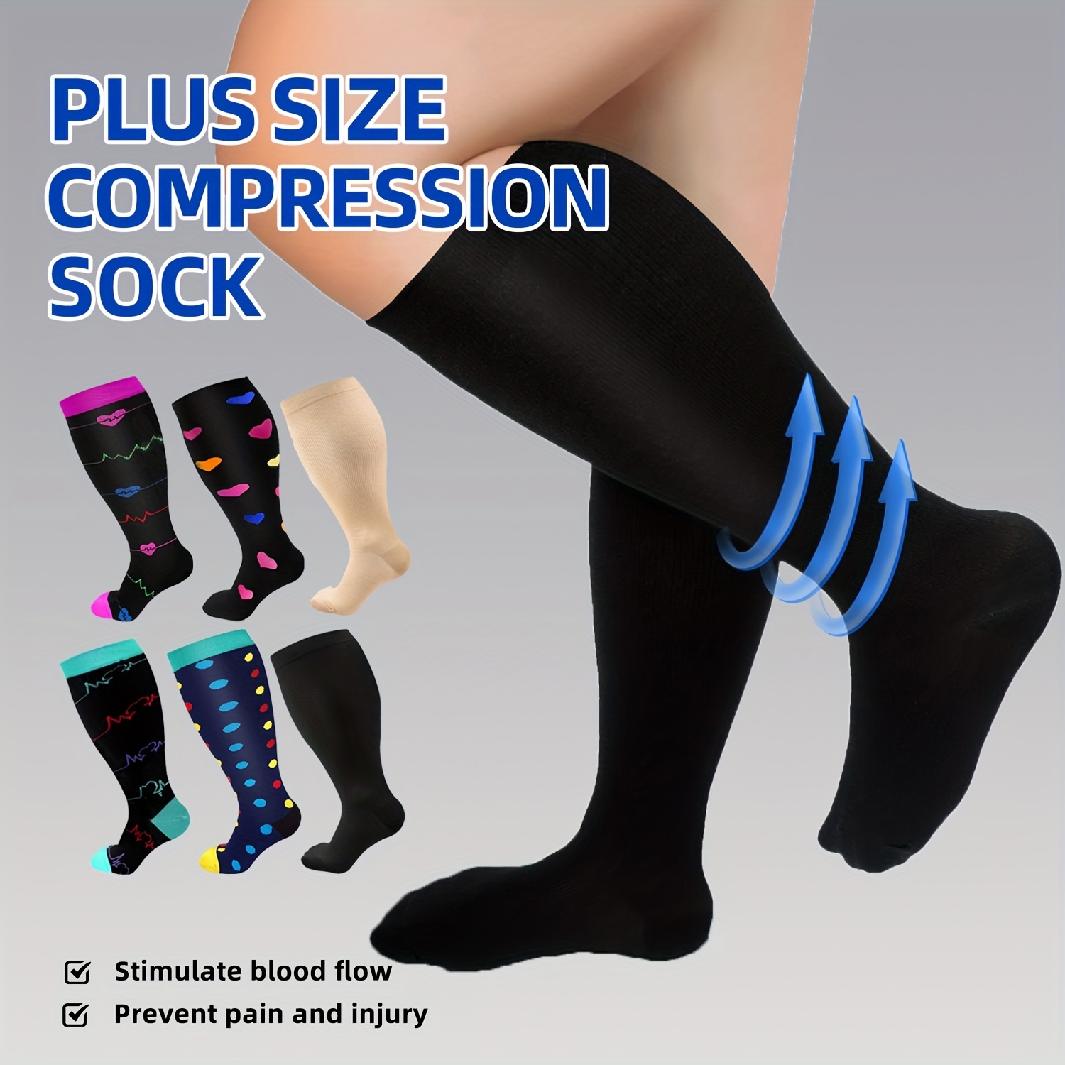 Travel Flight Socks Compression Sock Support Stocking reduce Swelling 2  Pairs