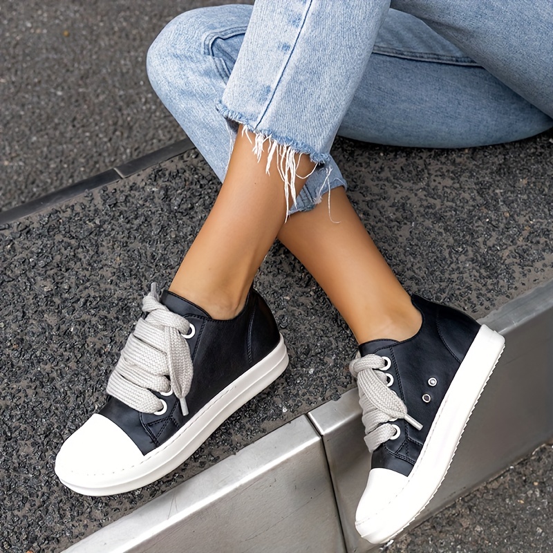 Wazshop Women Fashion Sneakers Round Toe Skate Shoes Low Top