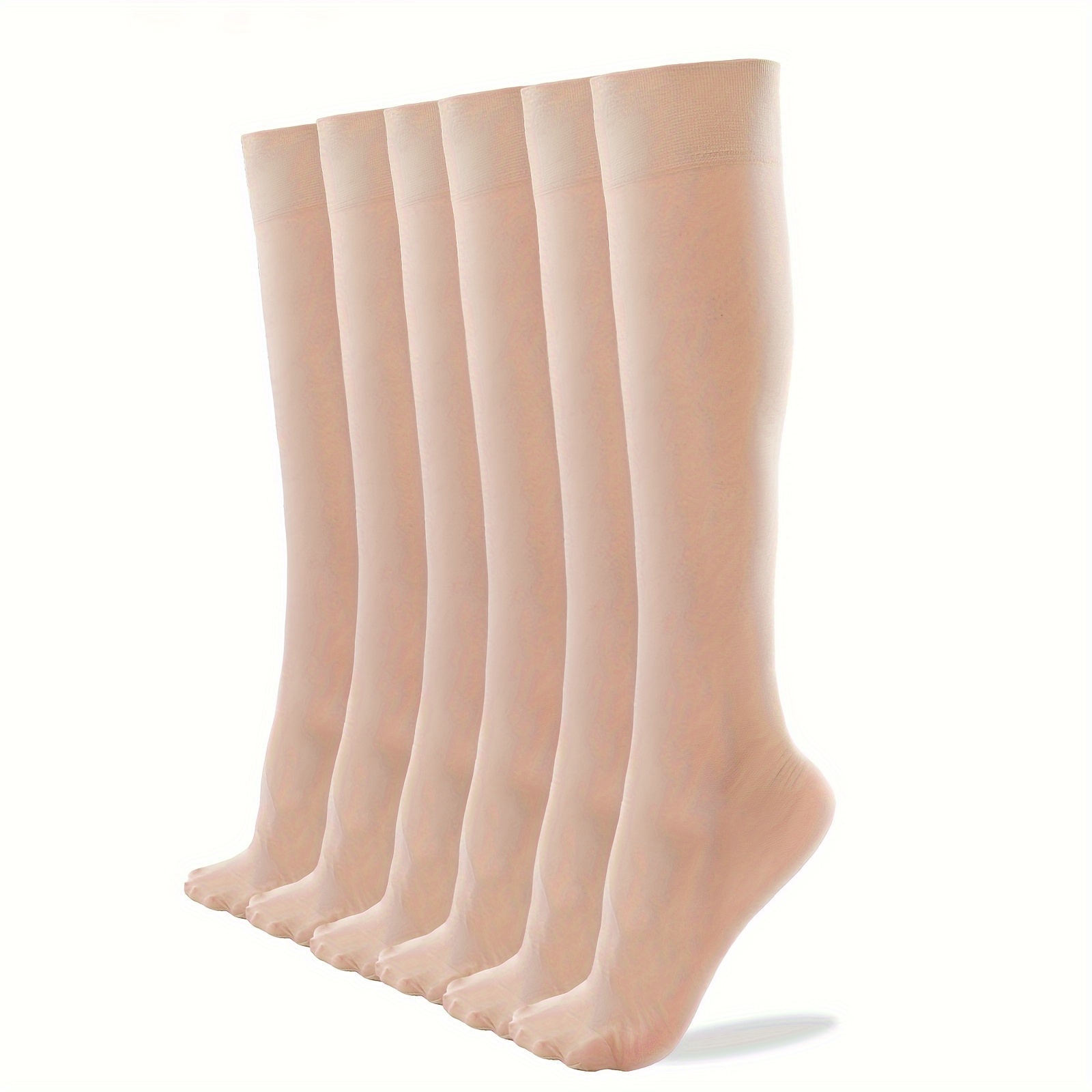 

6 Pairs Simple Solid Calf Socks, All-match Knee High Socks, Women's Stockings & Hosiery