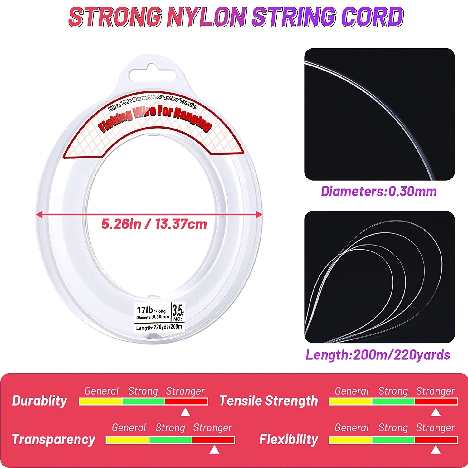 Fishing Line Clear Invisible Hanging Wire Strong Nylon String