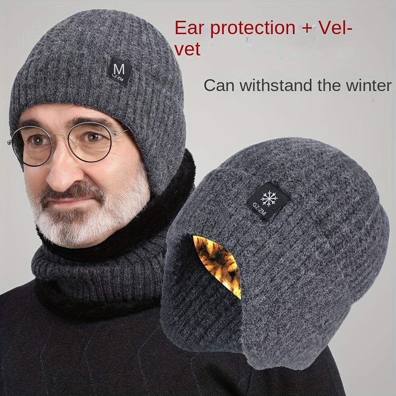 Mens Winter Thickened Wool Outdoor Warm Ear Protection - Temu Canada