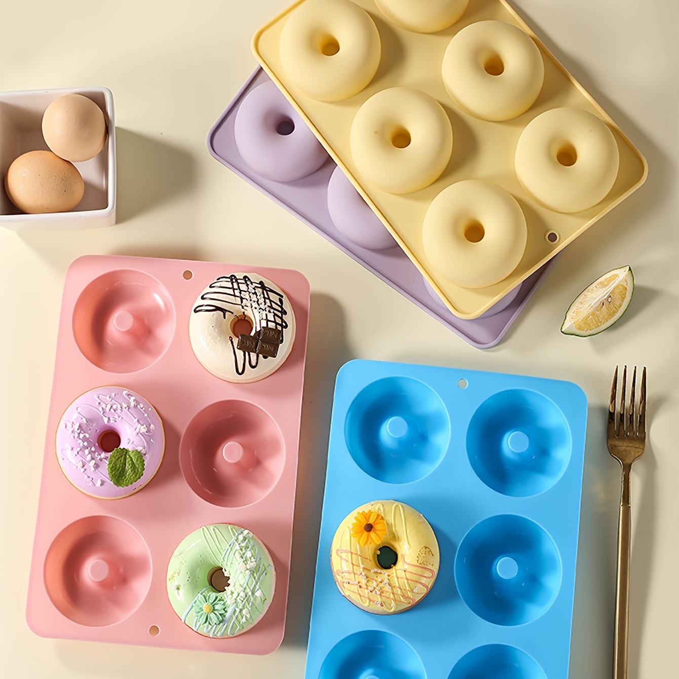 Walfos Silicone Donut Mold - Non-Stick Silicone Doughnut Pan Set, Just Pop  Out! Heat Resistant, Make Perfect Donut Cake Biscuit Bagels, BPA FREE and