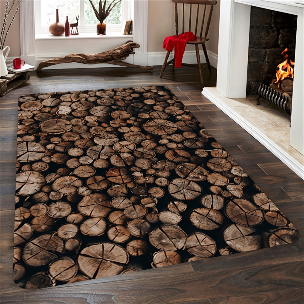 Creative Firewood Pile Pattern Strip Floor Mat Soft Non slip - Temu