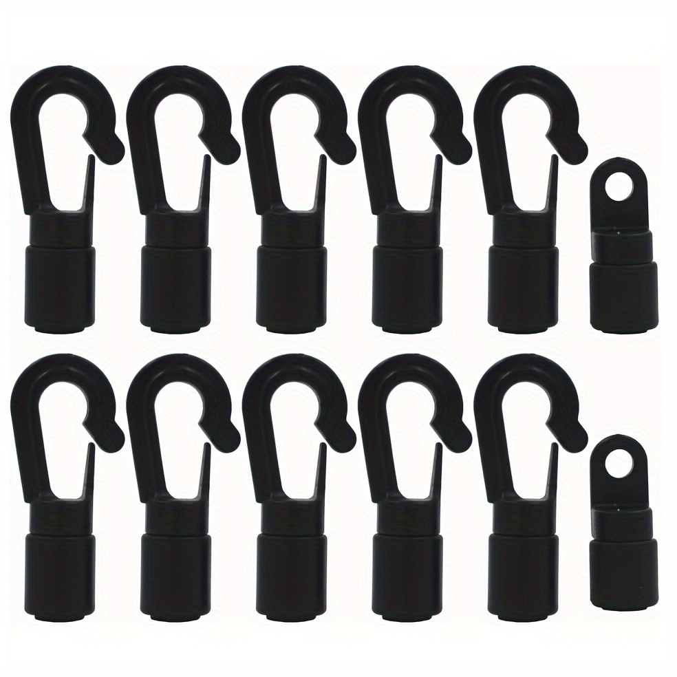 12pcs Bungee/Shock Cord Hook Open End Hooks, Plastic Rope Terminal Ends  Hooks S Open Cord Hooks For 1/4 (6MM) Diameter Cord Rope For Kayaks