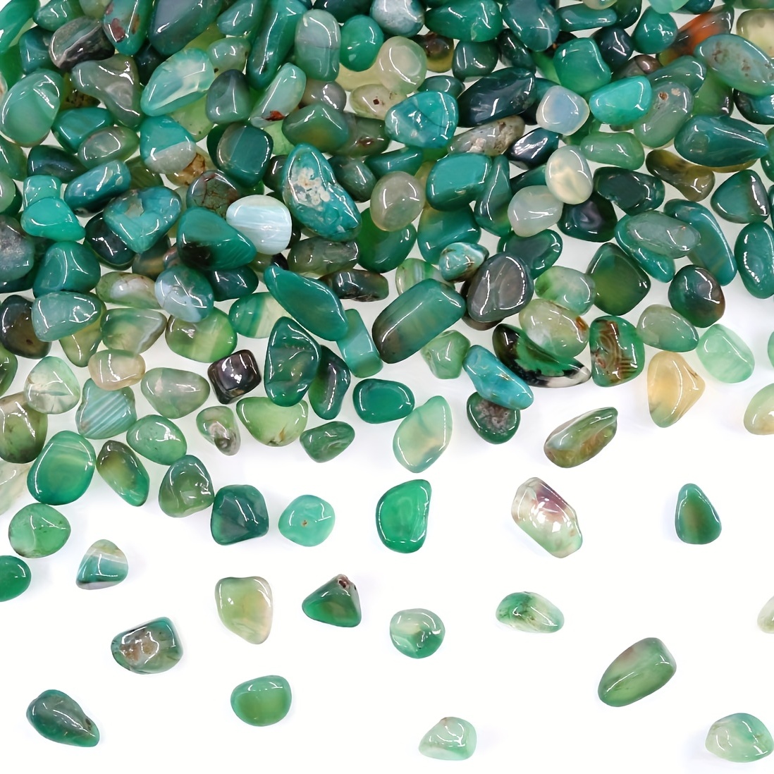 Natural Green Agate Chip Polished Tumbled Stone