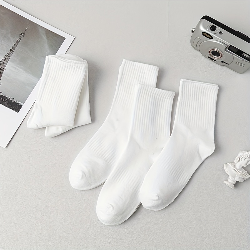 5 Pairs Solid Socks for Women Comfy & Breathable Stockings