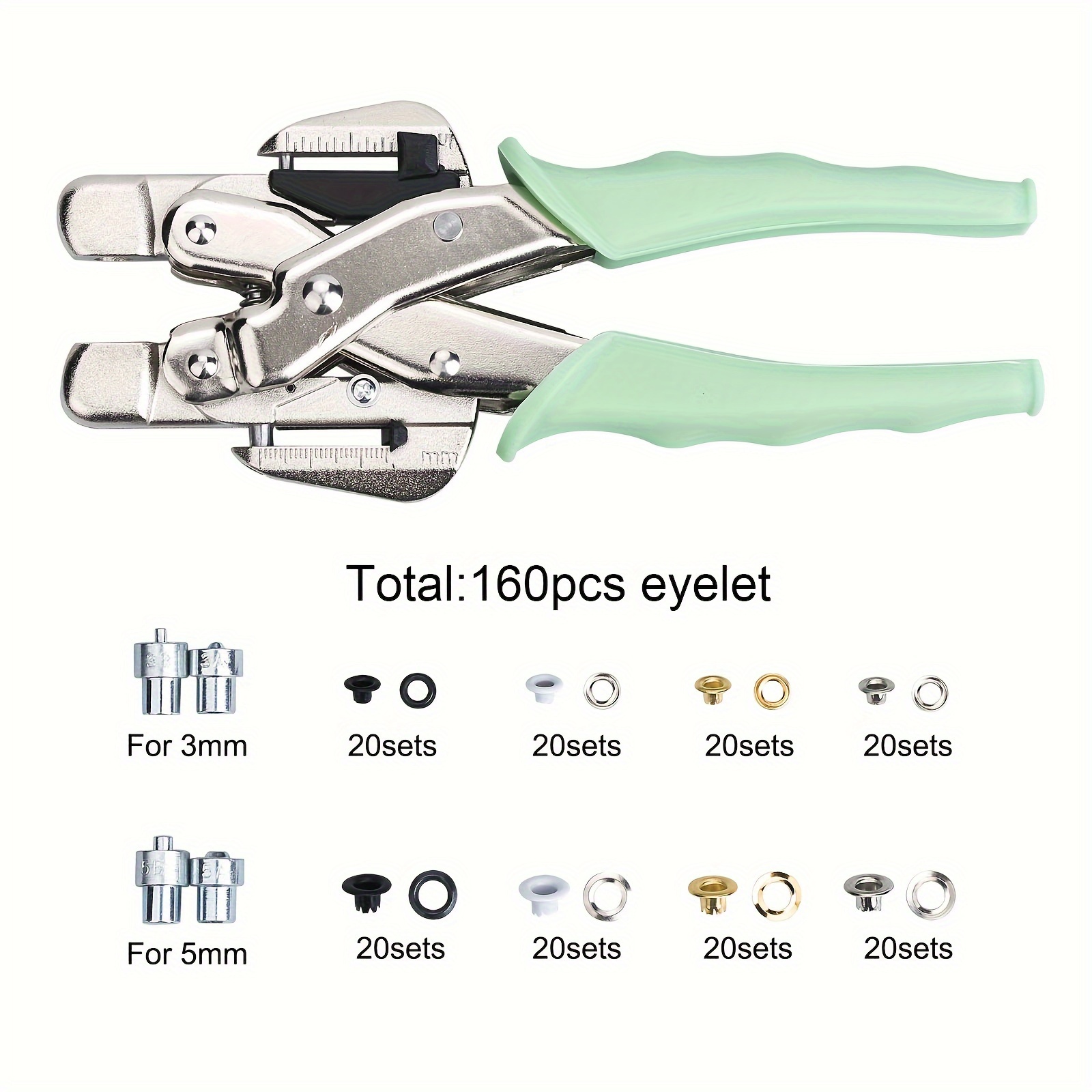 Eyelet Tool Set With Eyelets, Manual Eyelet Kit, Paper Punch, Item Punch; Suitable For Fabric, Leather, Plastic, Labels, Cards, And Crafts; A Practical Gift