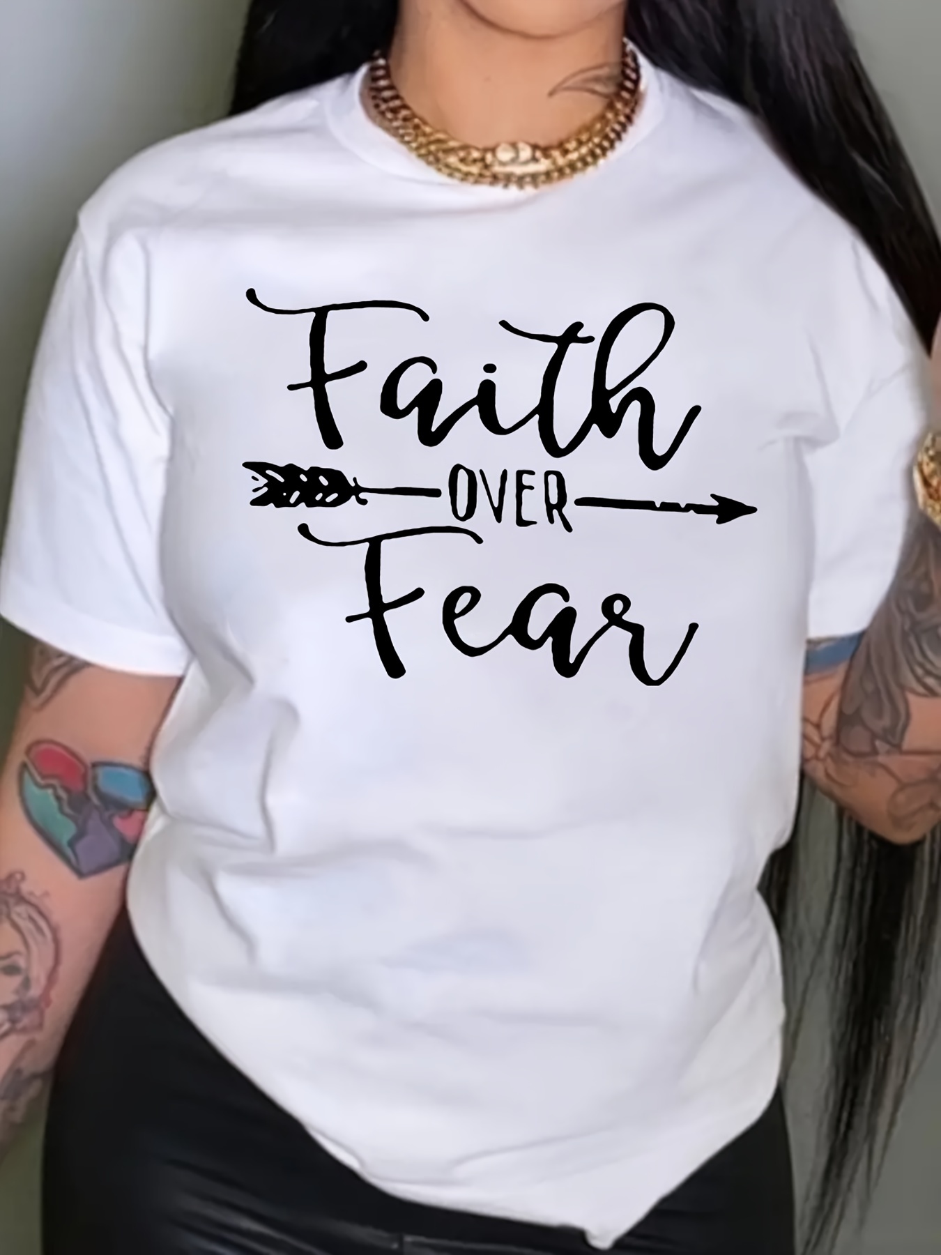 Faith Over Fear Long Sleeve T-Shirt - Christian Apparel - Fabrics Of Faith