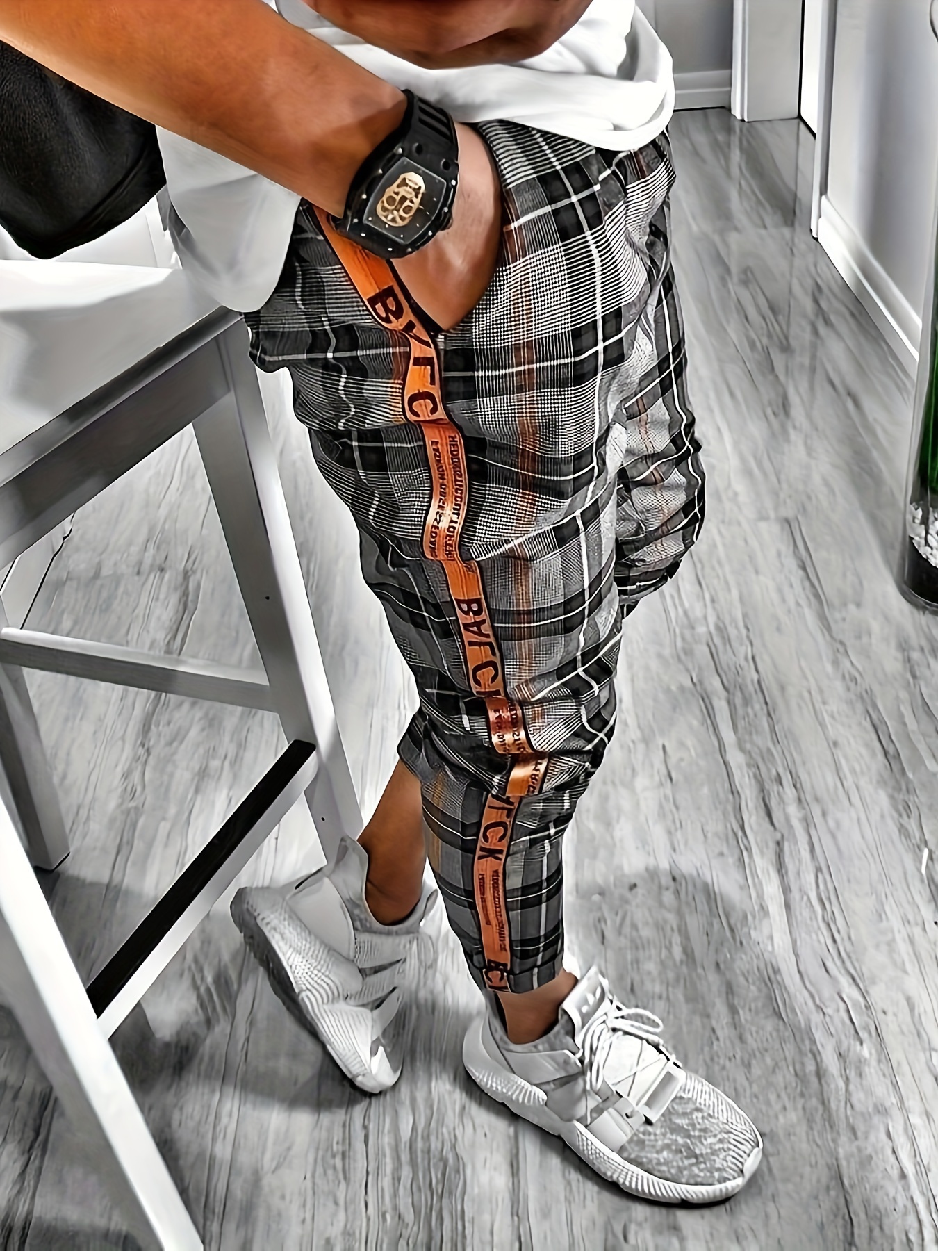 Mens tapered discount plaid pants