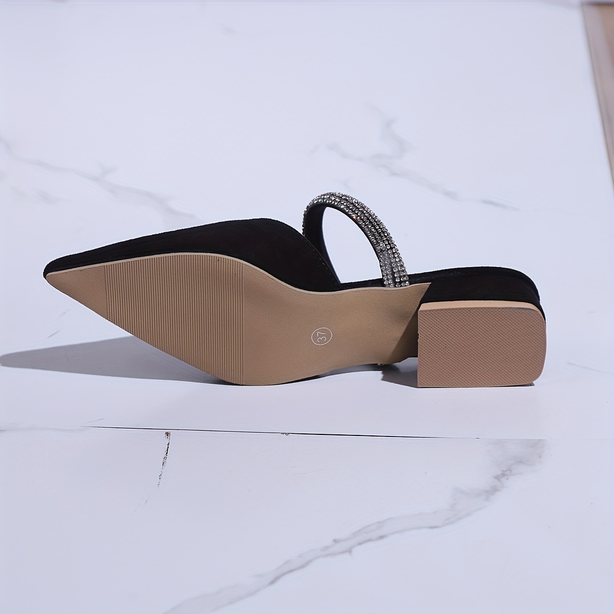 womens black mules pointed toe slip flat sandals Temu Philippines