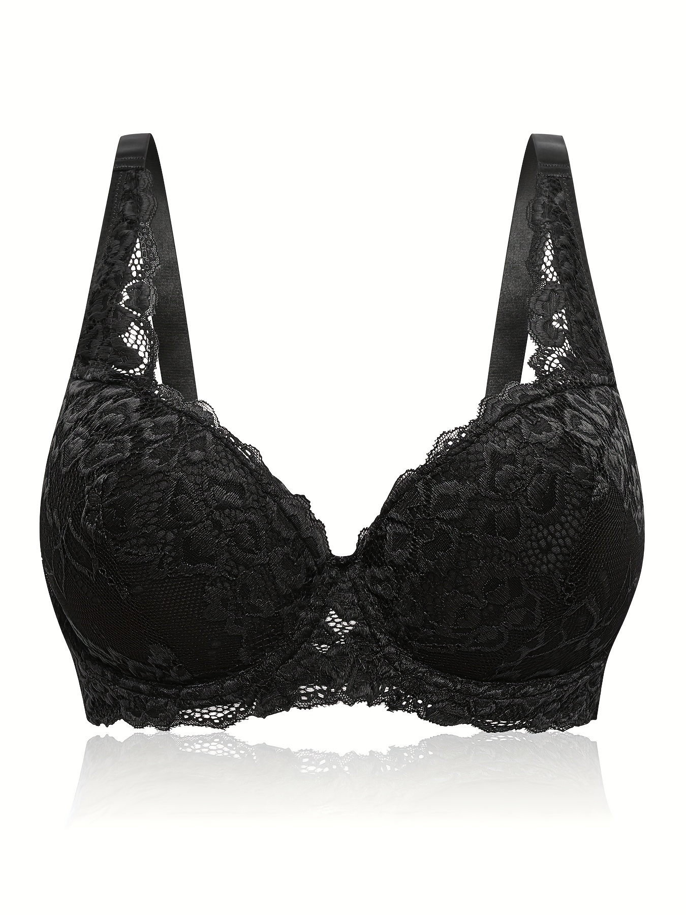 Plus Size Elegant Bra Women's Plus Floral Jacquard Full - Temu