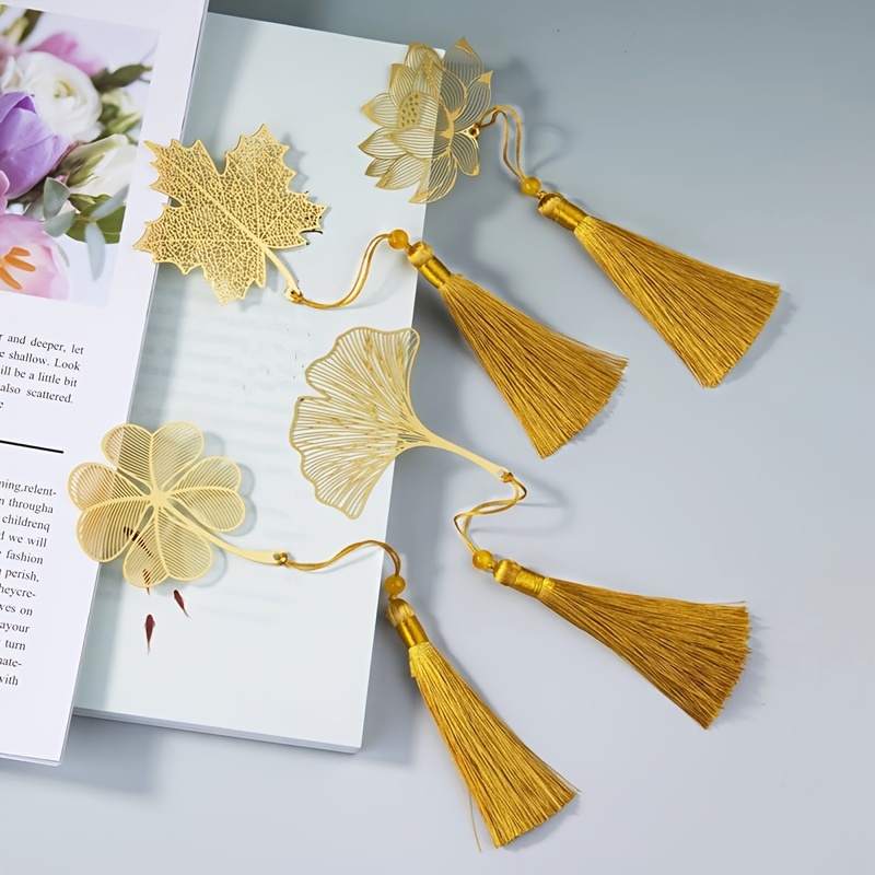  6 Packs Reading Gifts Bookmark with Tassel for Book Lover,  Aluminum Metal Page Insert Marks, Healing Book Mark Autumn Maple Leaves :  Office Products