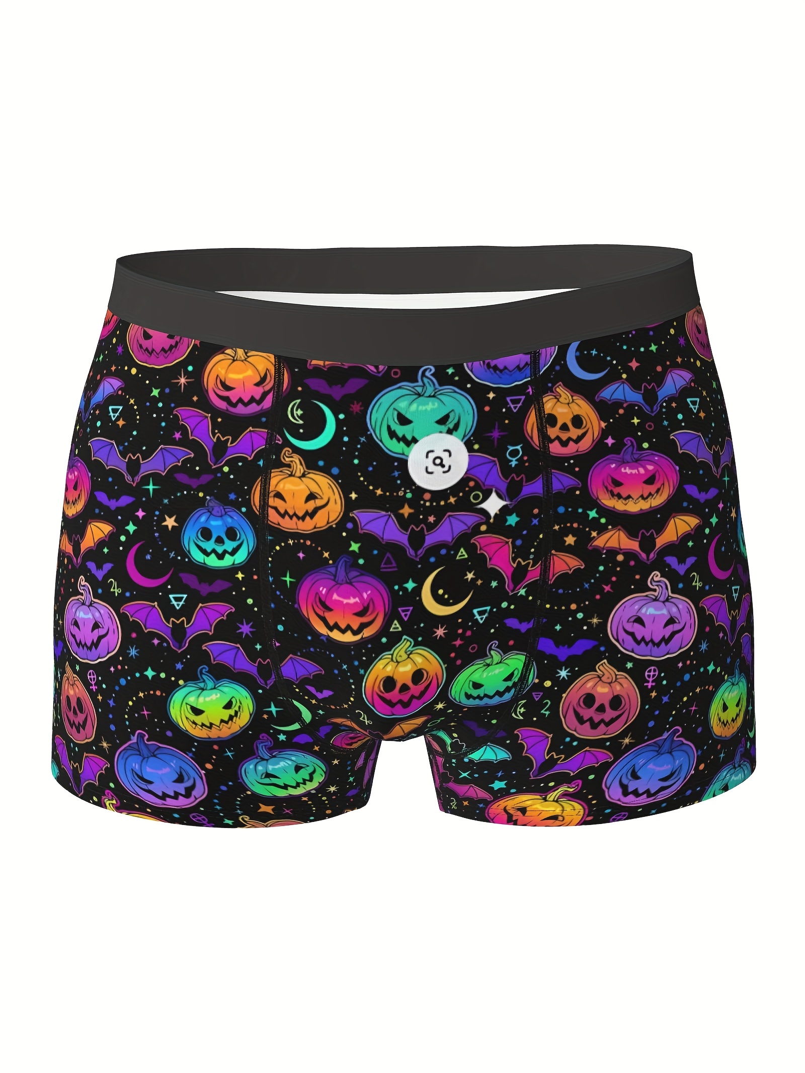 Men's Halloween Bat Pumpkin Pattern Fashion Novelty Boxer Briefs Shorts,  Sexy Breathable Comfy Stretchy Boxer Trunks, Men's Underwear