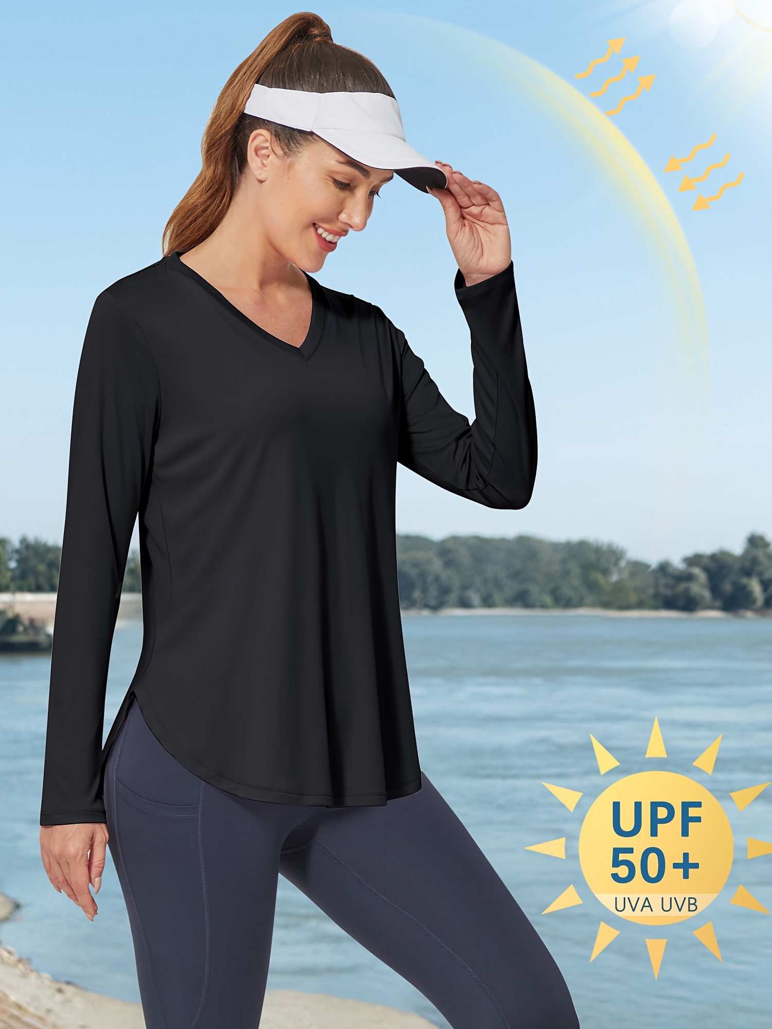 Women's Long Sleeve Swim Shirts Rash Guard Shirts UPF 50+ Sun Protection  Quick Dry Hiking T-Shirt Athletic Workout Running Tops Shirts SkyBlue XL 