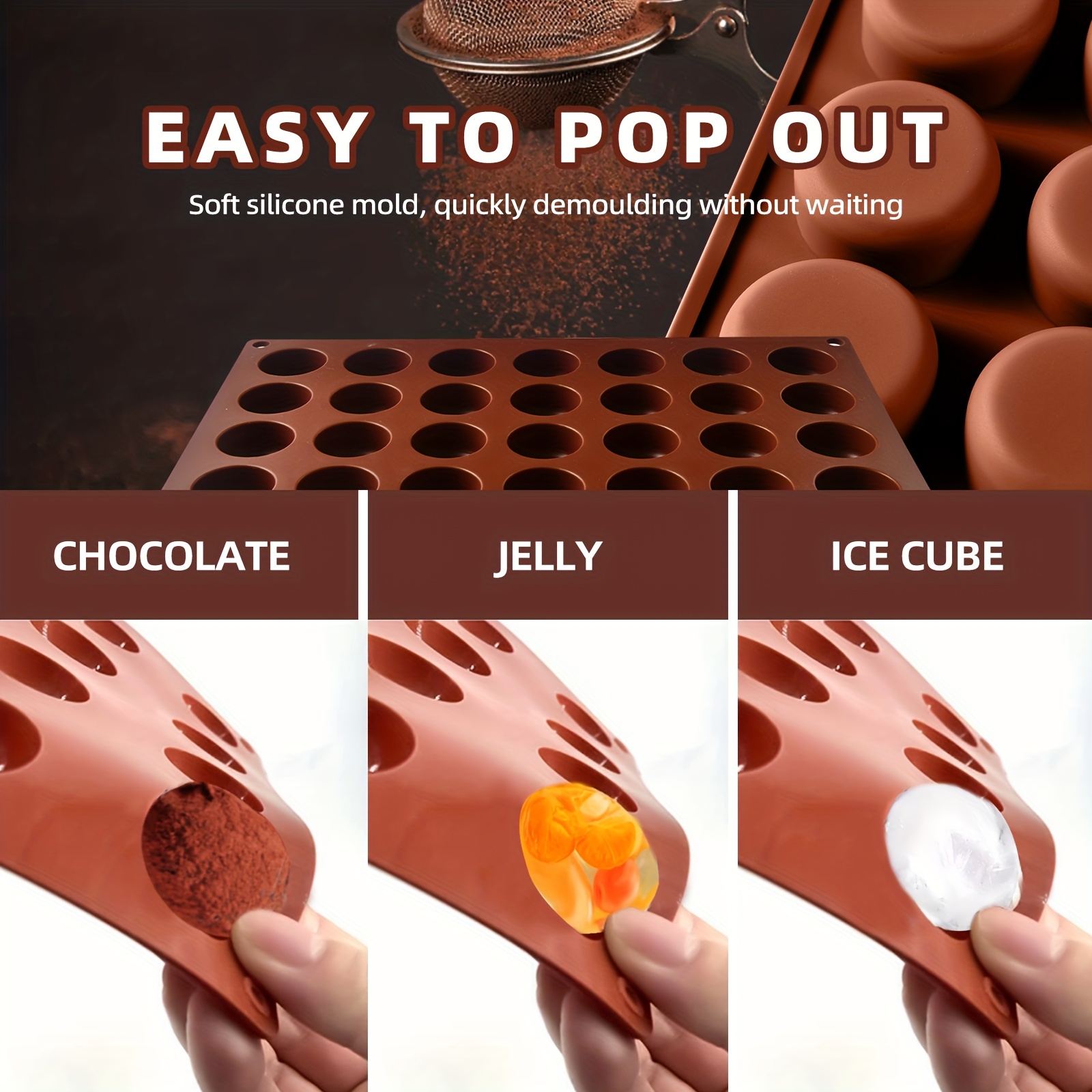 1pc 24 Half Circle Silicone Chocolate Molds Ice Cube Molds