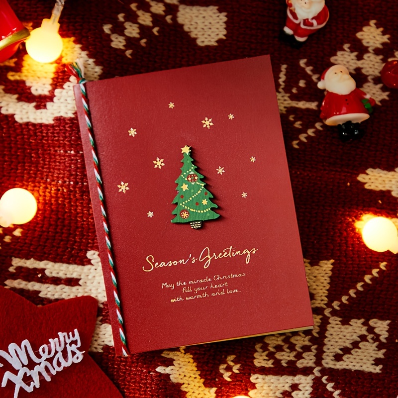 Acheter 1 ensemble de cartes de vœux de noël avec enveloppes autocollantes,  carte de joyeux noël de Style Vintage pour cadeaux de noël festifs