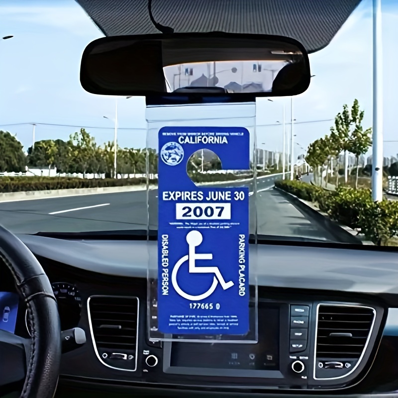 1pc Slogan Zeichen PVC Haken Tasche Parkplatz Kennzeichen Tasche  Behinderung Karte Auto Hängen Tasche