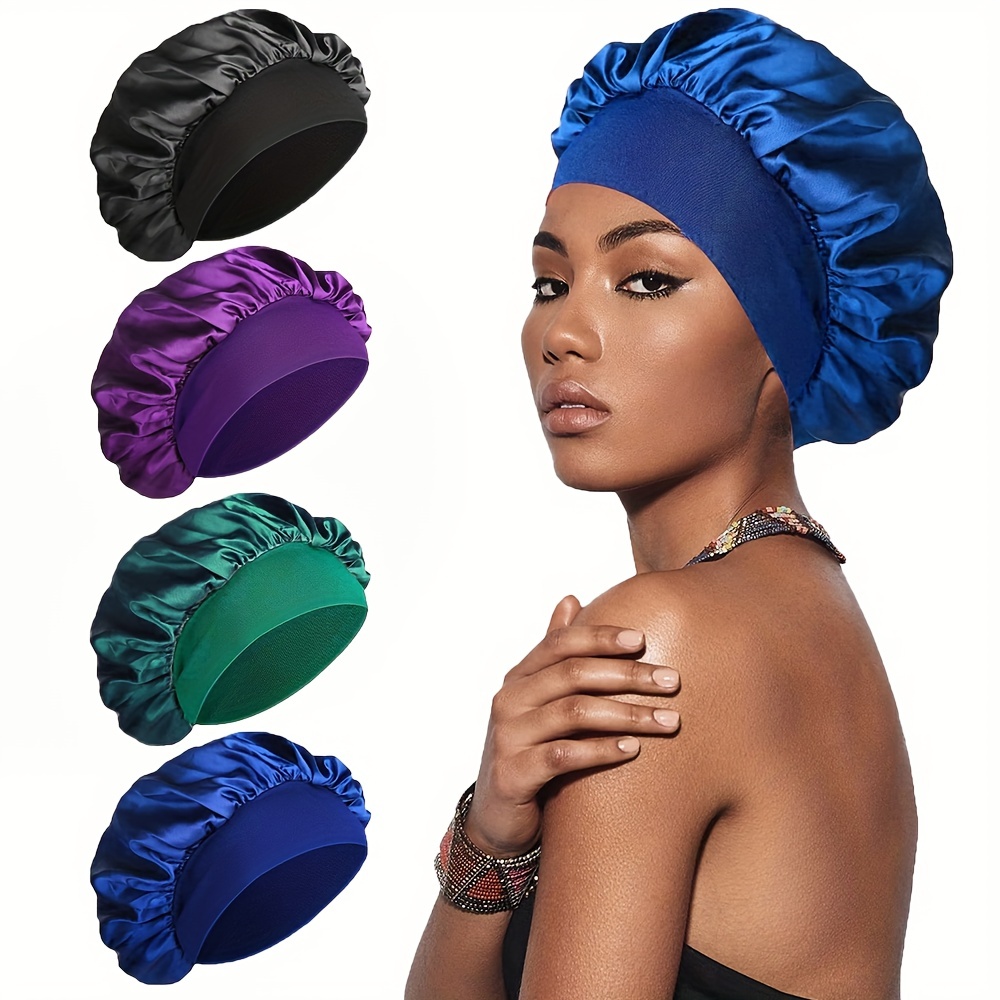 4 Pcs Silky Satin Hair Bonnet, Cappuccio Dormire Elastico Largo, Cappuccio  Dormire In Seta Capelli Ricci Capelli Naturali, Migliori Offerte  Giornaliere Oggi