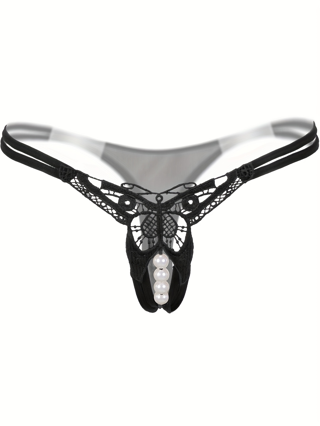 Sexy Butterfly Embroidery Thongs Low Waist Ring Linked - Temu