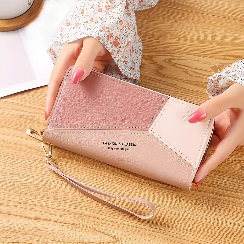 Multi Slots Credit Card Holder, PU Leather Card Coin Purse, Zipper Around Card Bag Wallet, Christmas Styling & Gift,Temu