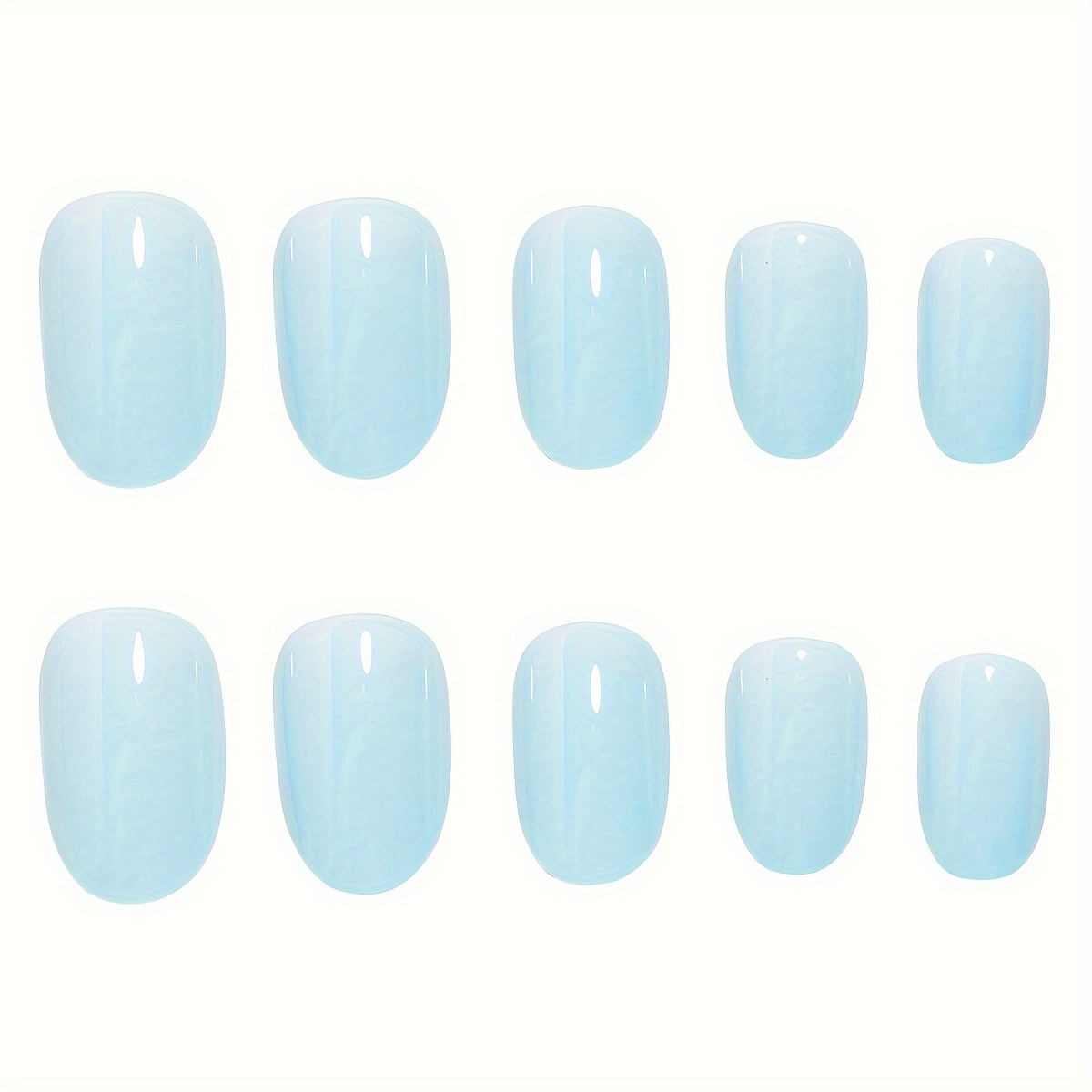 24pcs mid length oval shape press on nails solid color fake nail full cover nails for women details 37