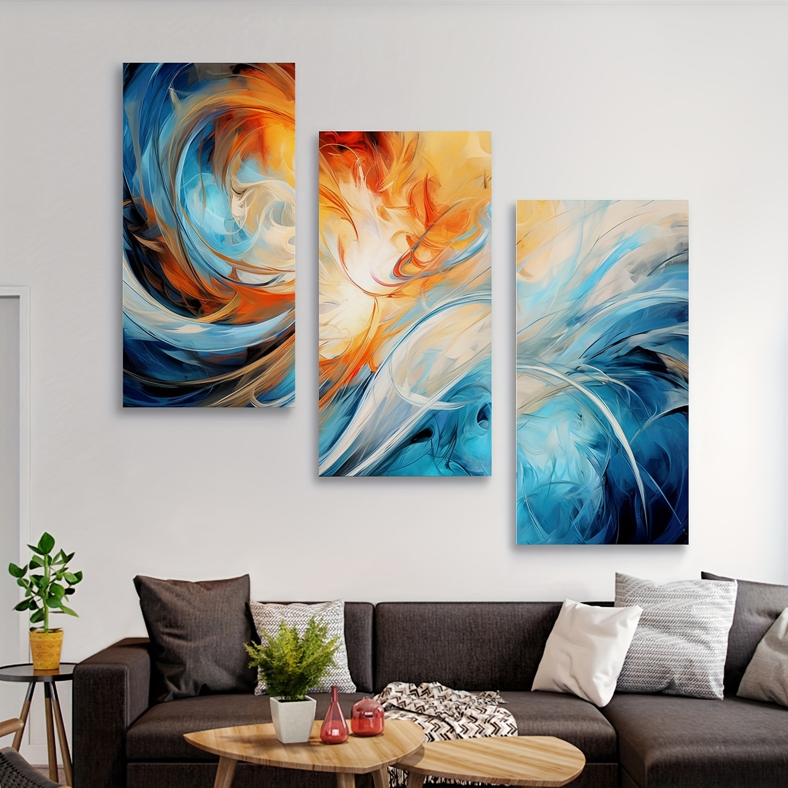 Canvas Set of Abstract Artwork Modern Blue Abstract Canvas Prints