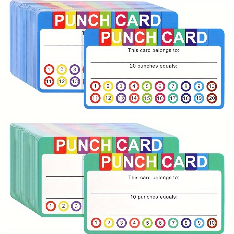 100Pcs Punch Cards With Hole Puncher My Reward Cards for Classroom