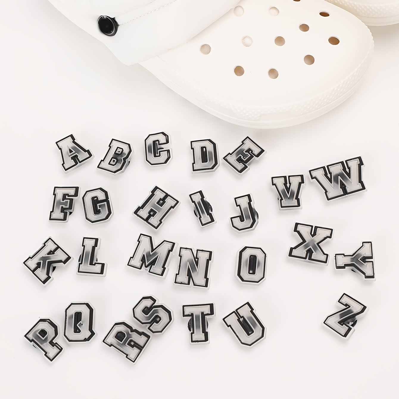 Black And White Letters J Croc Charms Shoe Charms For Croc -   - Customize your shoes with shoe charms