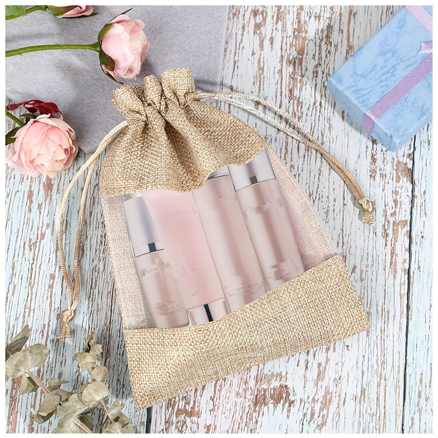 20pcs Burlap Organza Gift Bags with Clear Window Weddings, Birthdays,  Party Favors Small Business Packaging, Gift Wrap Storage