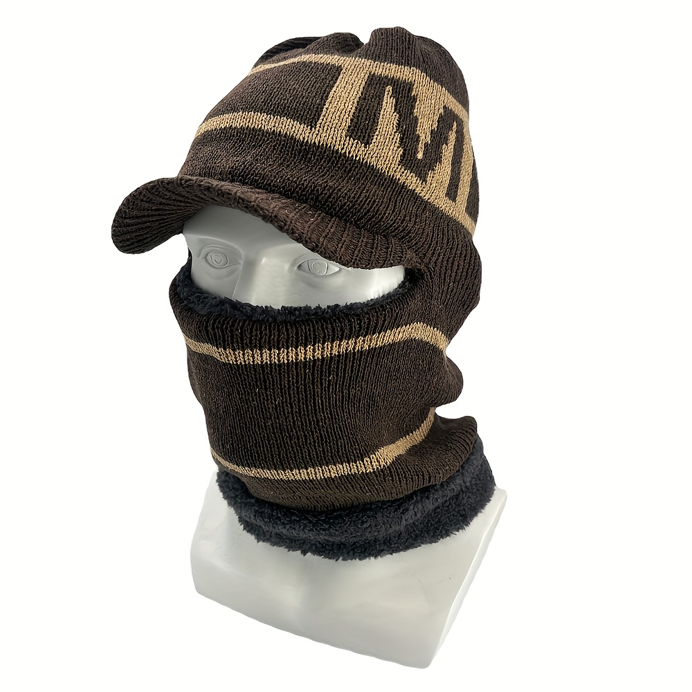 Warm Knitted Hat and Scarf Set with Velvet Lining