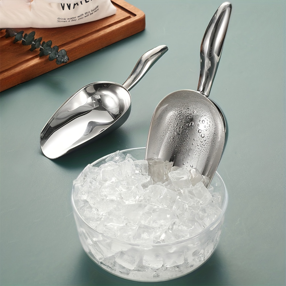 Metal Ice Scoop, Stainless Steel Bar Ice Flour Utility Scoop  Multifunctional Scoops Dog Food Scoop for Kitchen Bar Party Pet Dog Food-  Silver