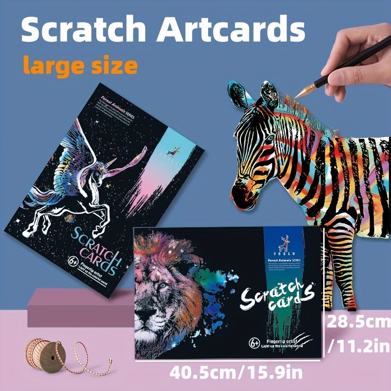 1Pc Scratch Painting Rainbow Paper Diy Art Craft Night View Creative Gift  Scratchboard for Adults Kids 40.5*28.5Cm