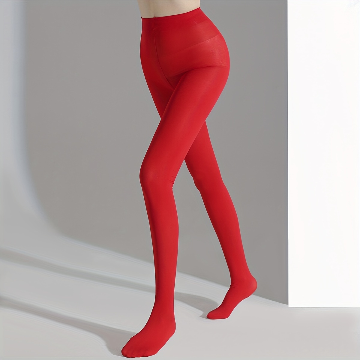 Womens Red Seamless Ultra Stretchy 70 Denier Opaque Pantyhose Tights  stockings
