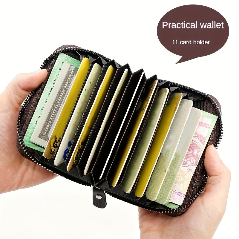 Credit/Debit Card Holder 11 Slot PU Leather Small Zipper Wallet