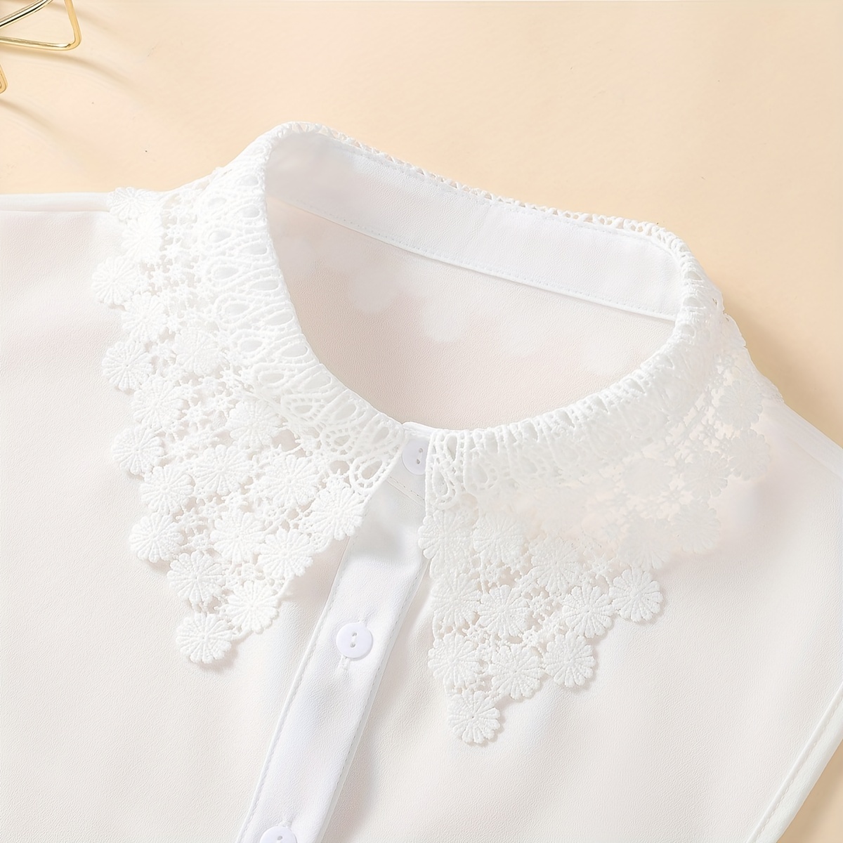 TEMU Embroidered Fake Collar Elegant Half Shirt Collar Casual Daily False Collar