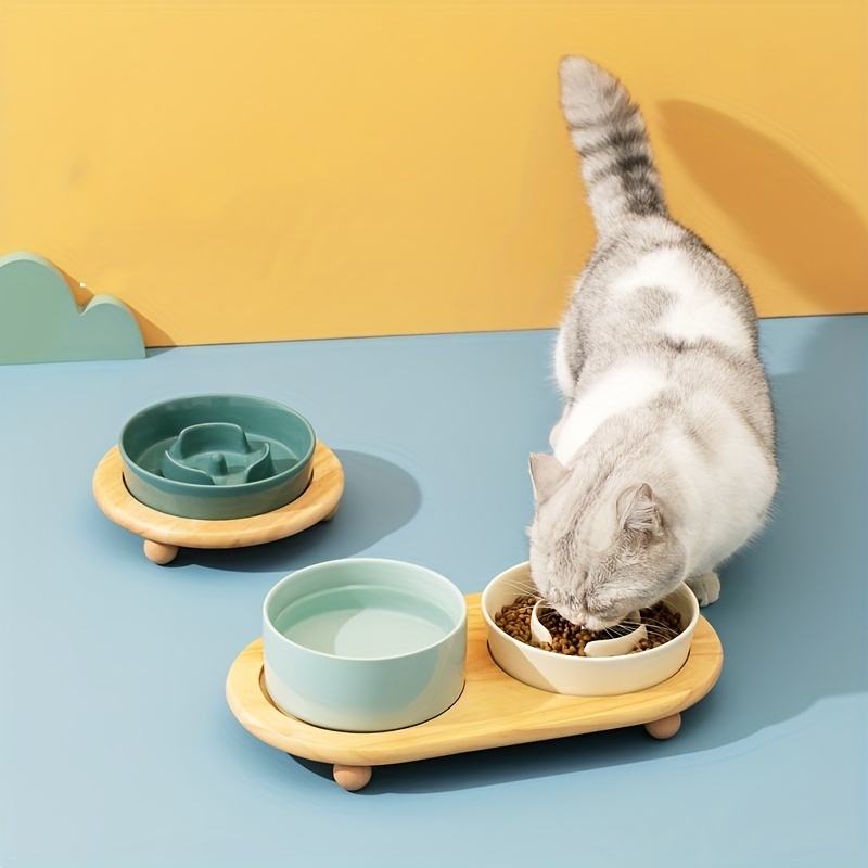 Slow Feeder Cat Bowl With Stand Anti choking Pet Puzzle Food - Temu