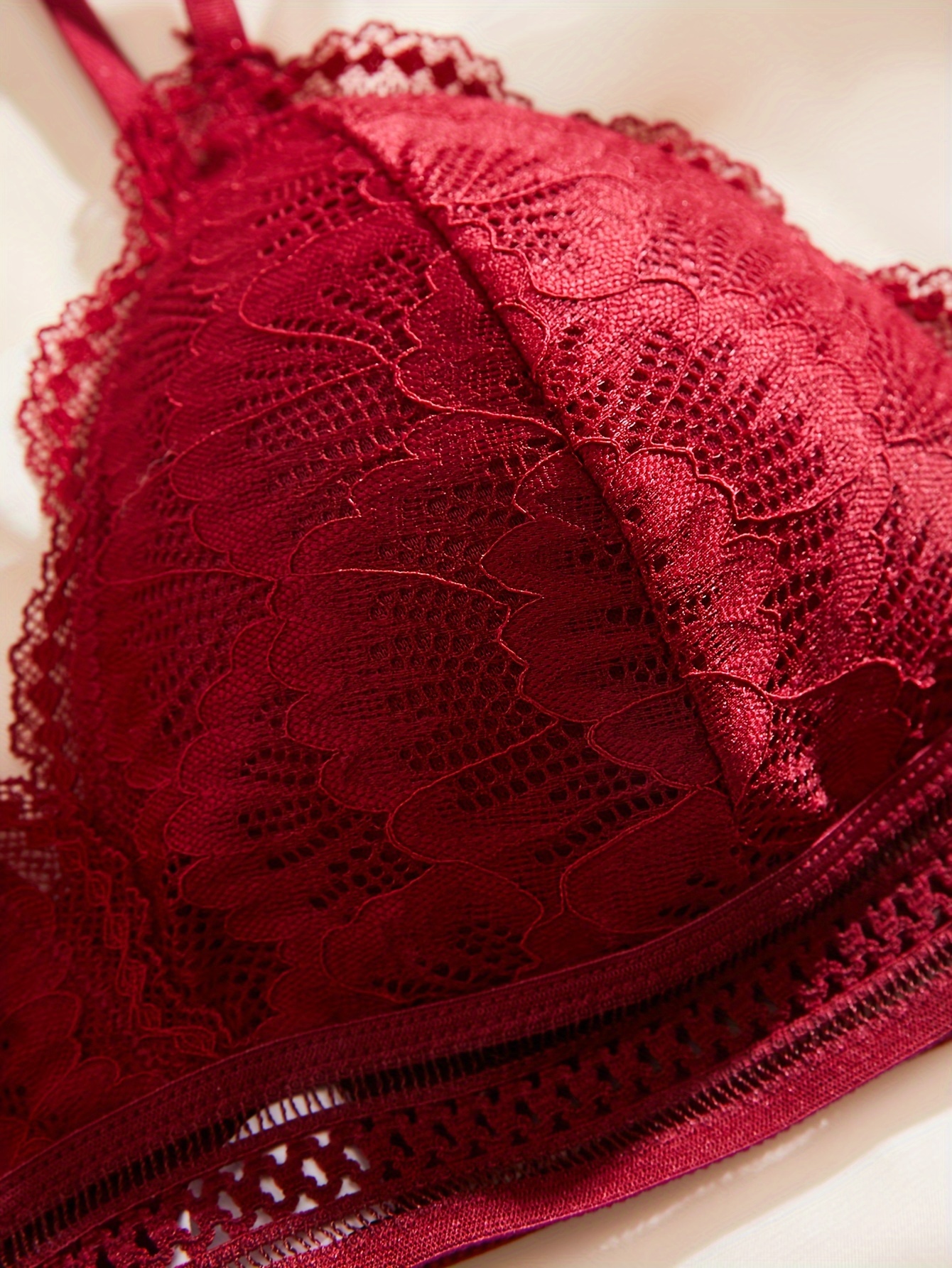 valentine's day 4 Sets Contrast Lace Bra & Panties, Wireless Bra & Scallop  Trim Panties Lingerie Set, Women's Lingerie & Underwear