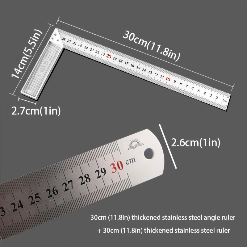 Règle triangulaire règle en acier, règle d'angle e – Grandado