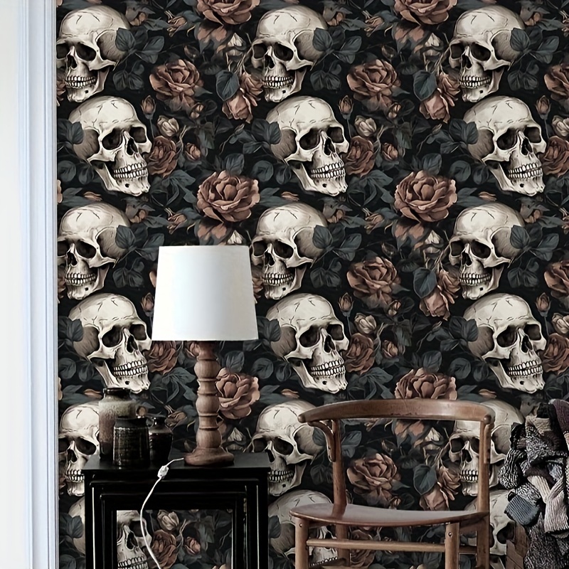 Flowers & Skulls Wallpaper for Walls | Buried Treasure