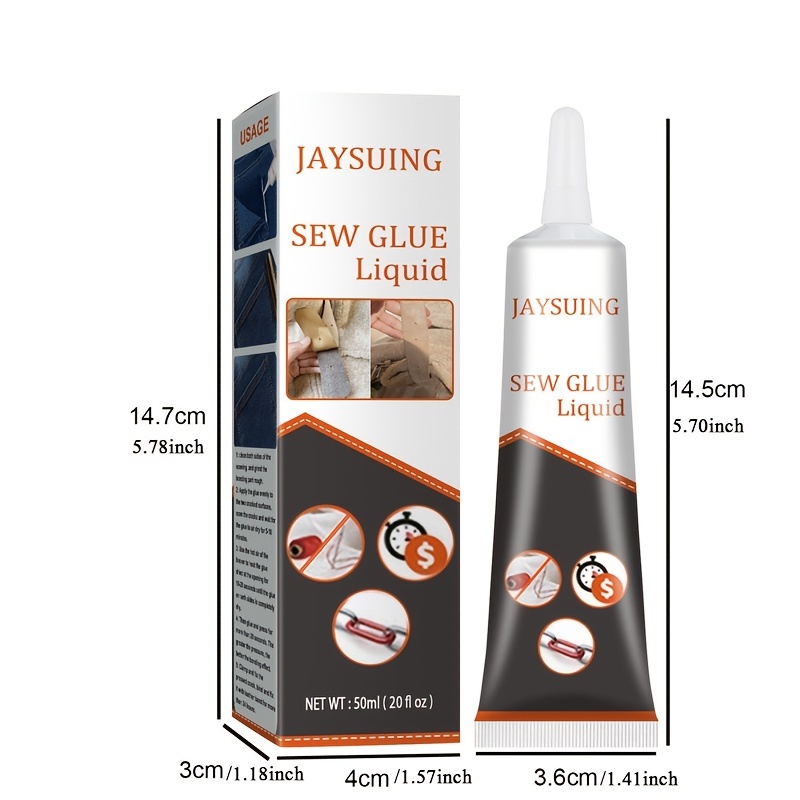 50ML Sew Glue Clothes Fabric Leather Sew Glue Kit Secure Fast Drying Glue  Liquid Sewing Ultra-stick Adhesives Waterproof