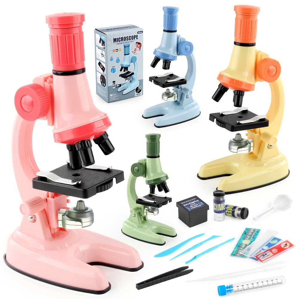Microscope pour Tout-Petits,Jouet de Microscope éducatif - 100X-400X-1200X  Microscope pour avec lumière LED, Kit d'expériences scientifiques de Jouets