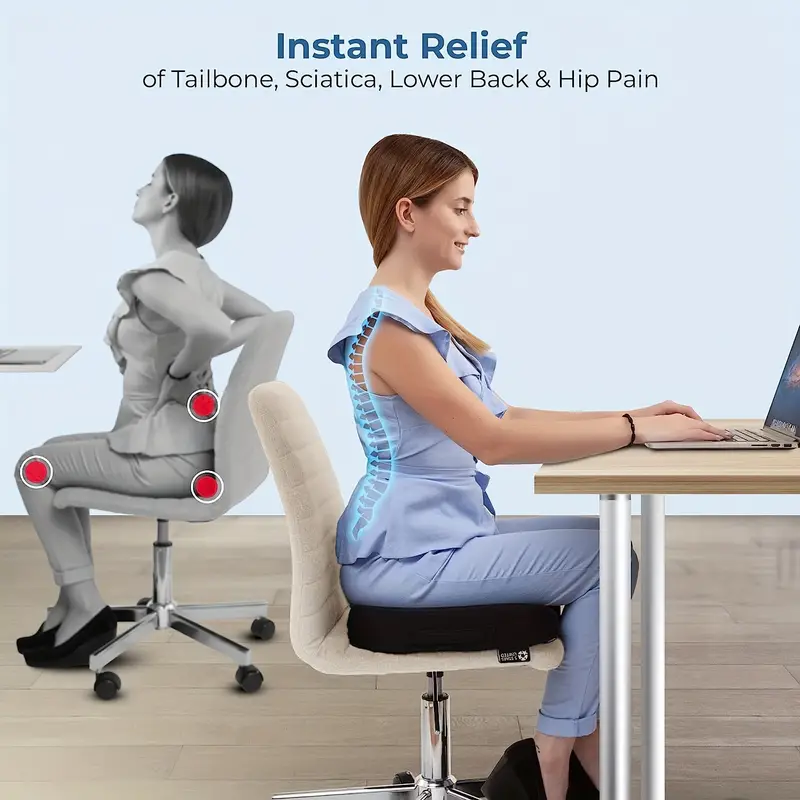 Seat Cushion For Desk Chair - Tailbone, Sciatica Pain Relief - Office Chair  Cushions - Wheelchair Cushions - Car Seat Cushions - Pressure Relief  Lifting Cushions,black - Temu