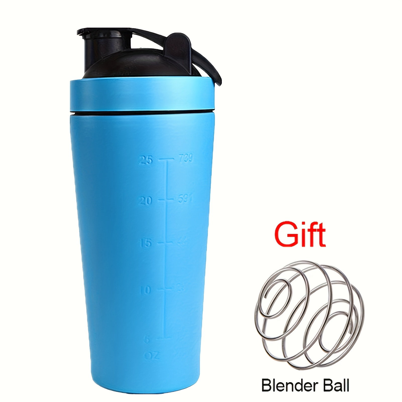 Stainless Steel Protein Shaker Bottle With Shaker Ball - Temu