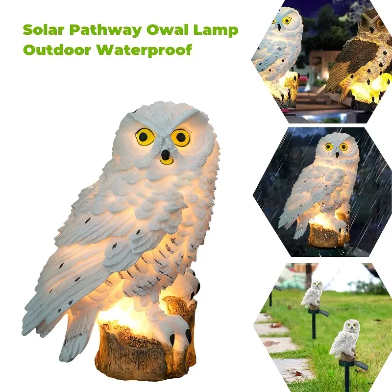 1pc solar lawn light resin owl shape landscape light outdoor waterproof led yard decorative light details 0