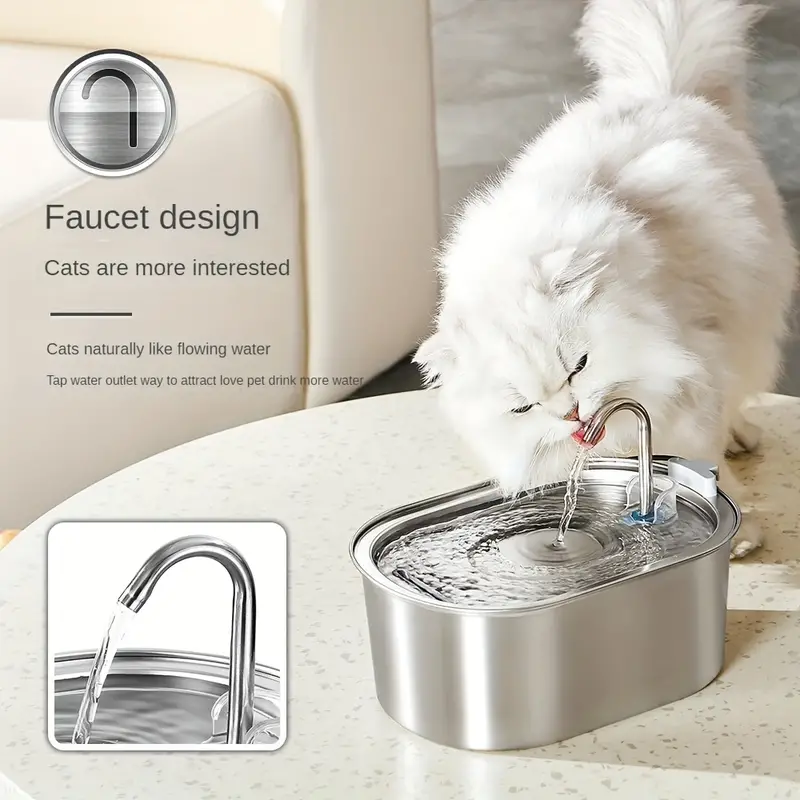 3,2 L Edelstahl Automatischer Haustier-Trinkbrunnen Wasserspender Zubehör Für Katzen- Und Hundegetränke Details 2